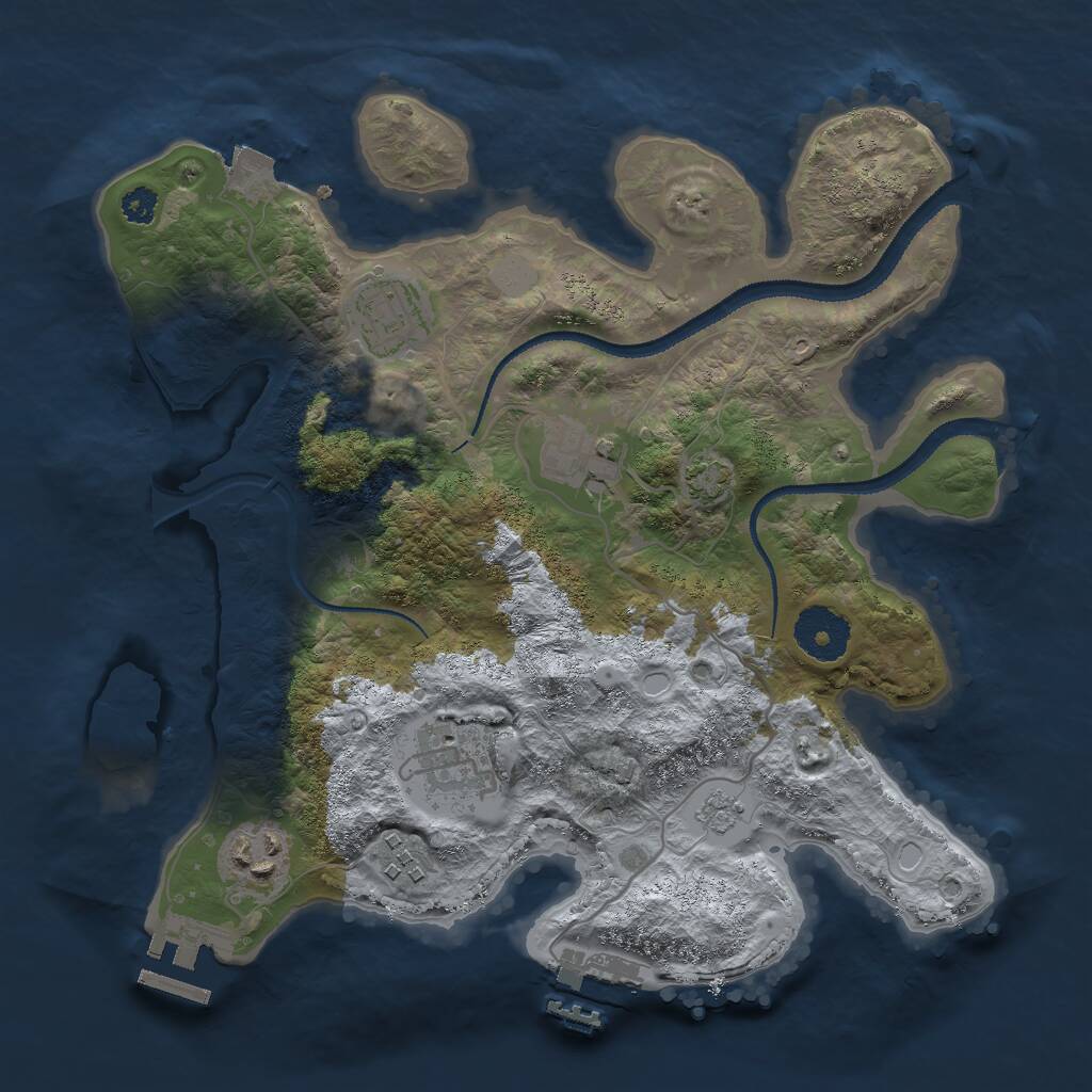 Rust Map: Procedural Map, Size: 3000, Seed: 20331, 10 Monuments