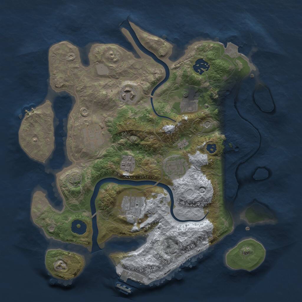Rust Map: Procedural Map, Size: 3000, Seed: 1053190596, 11 Monuments