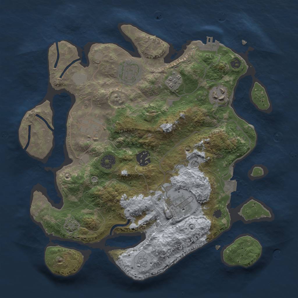 Rust Map: Procedural Map, Size: 3000, Seed: 1053190596, 13 Monuments