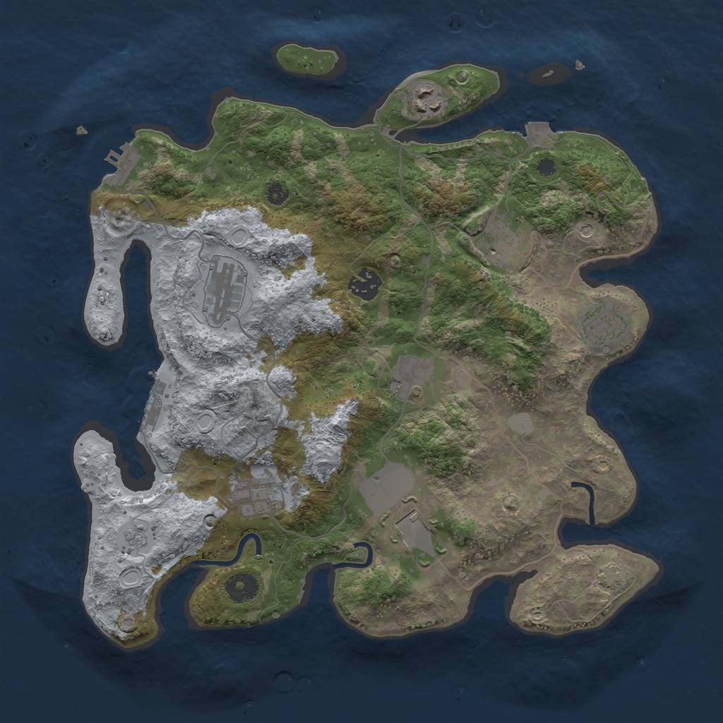 Rust Map: Procedural Map, Size: 3500, Seed: 2042317872, 16 Monuments