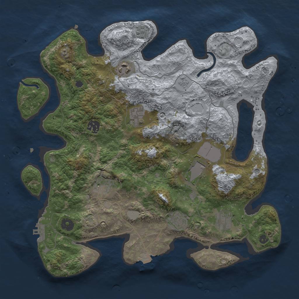 Rust Map: Procedural Map, Size: 3500, Seed: 128834936, 14 Monuments