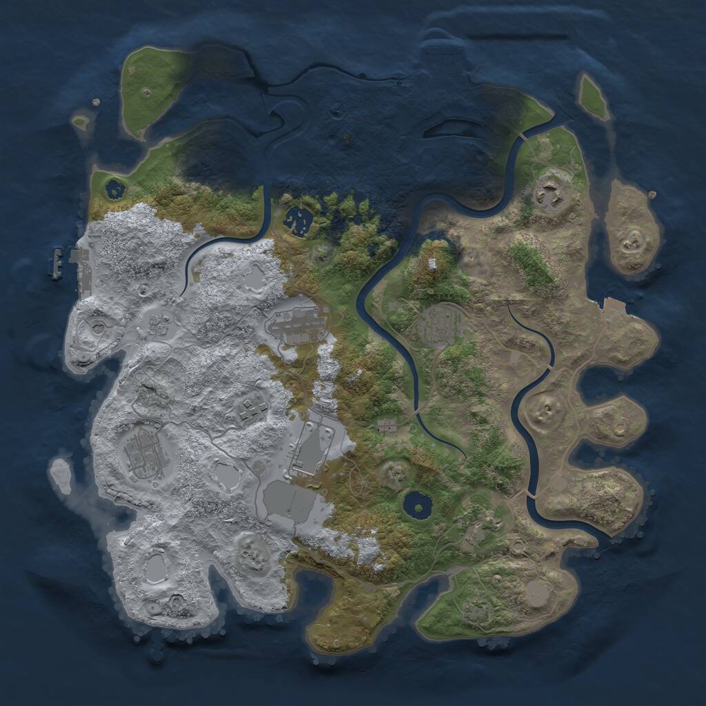 Rust Map: Procedural Map, Size: 3700, Seed: 1948317527, 14 Monuments