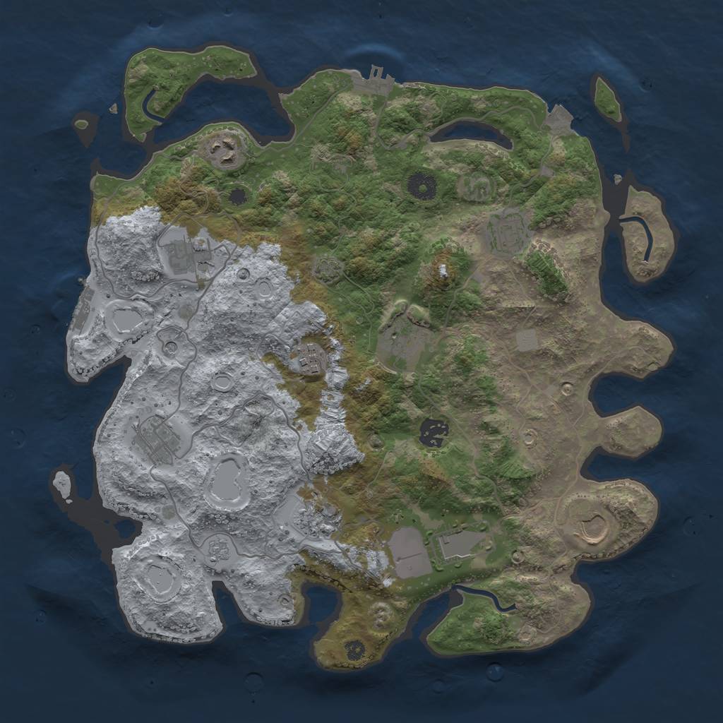 Rust Map: Procedural Map, Size: 3700, Seed: 1948317527, 18 Monuments