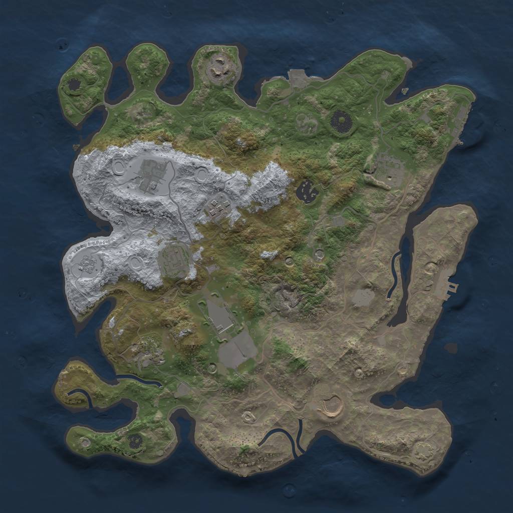 Rust Map: Procedural Map, Size: 3500, Seed: 442467088, 17 Monuments