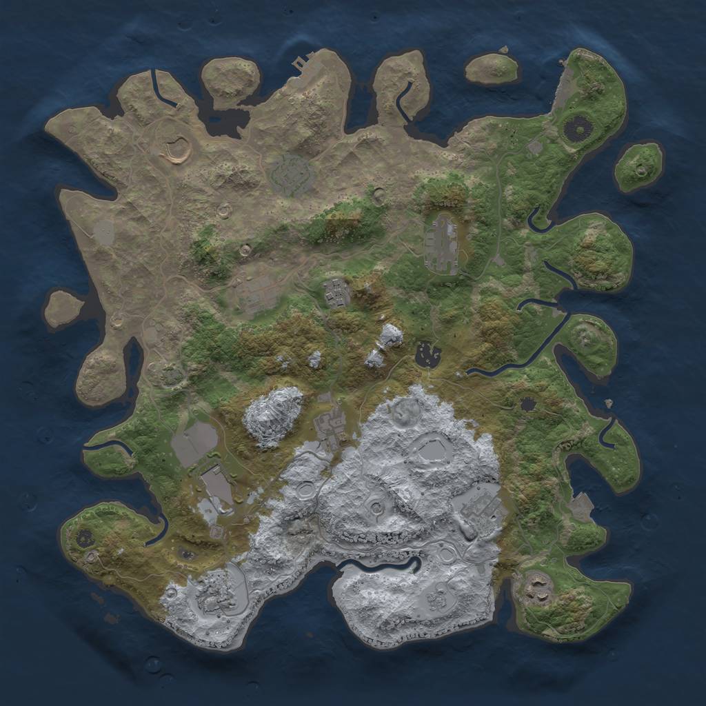 Rust Map: Procedural Map, Size: 3950, Seed: 1975285517, 19 Monuments