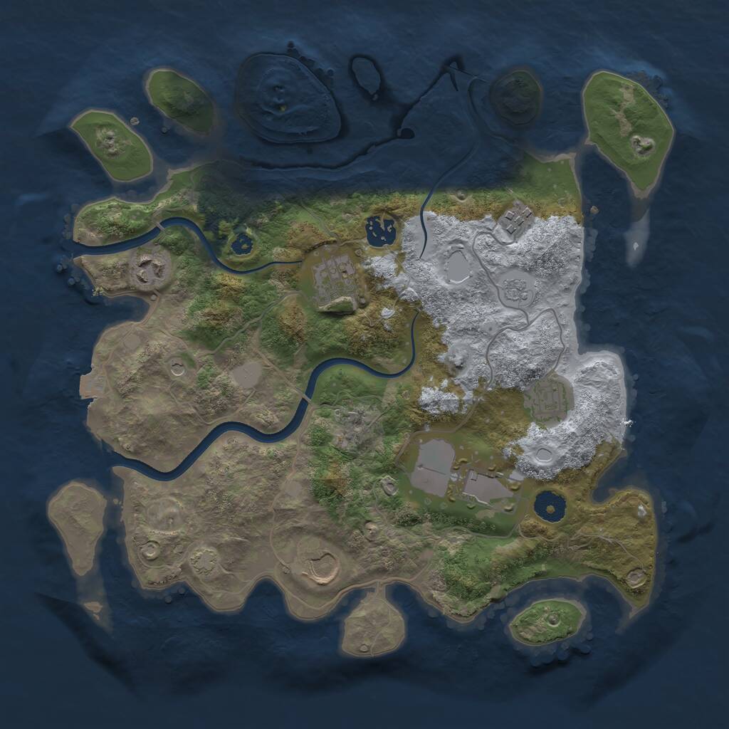 Rust Map: Procedural Map, Size: 3500, Seed: 1537045631, 11 Monuments