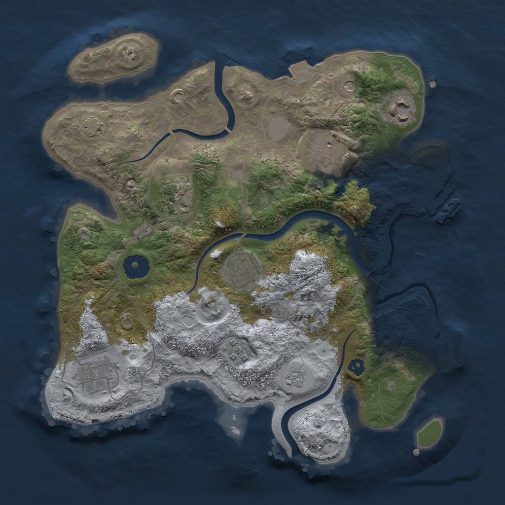 Rust Map: Procedural Map, Size: 3000, Seed: 651151, 12 Monuments