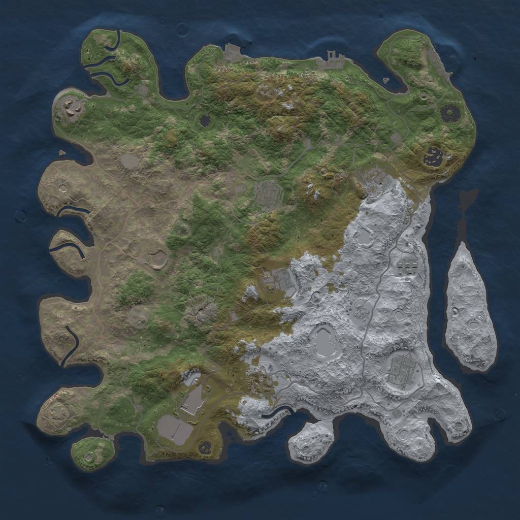 Rust Map: Procedural Map, Size: 4000, Seed: 940309022, 18 Monuments