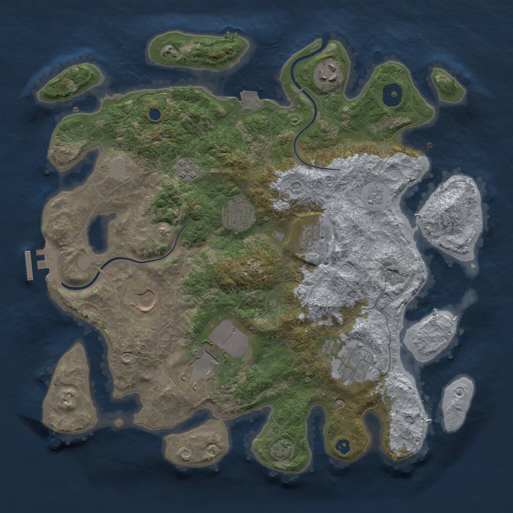 Rust Map: Procedural Map, Size: 3500, Seed: 1938572, 12 Monuments