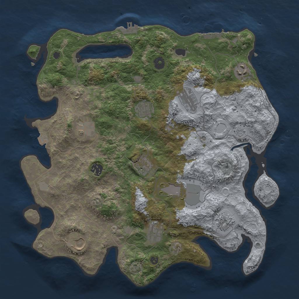 Rust Map: Procedural Map, Size: 3750, Seed: 632945883, 18 Monuments