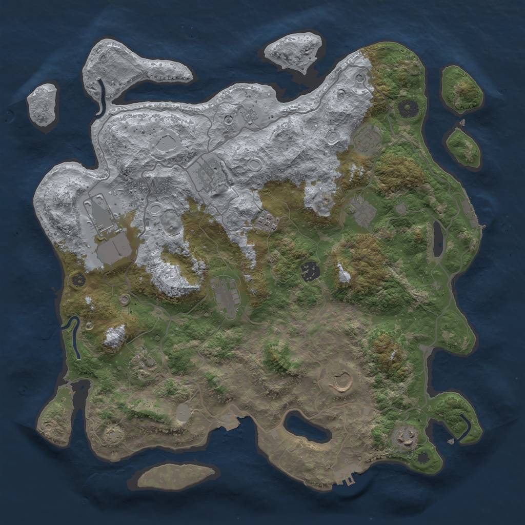 Rust Map: Procedural Map, Size: 4000, Seed: 753854536, 18 Monuments