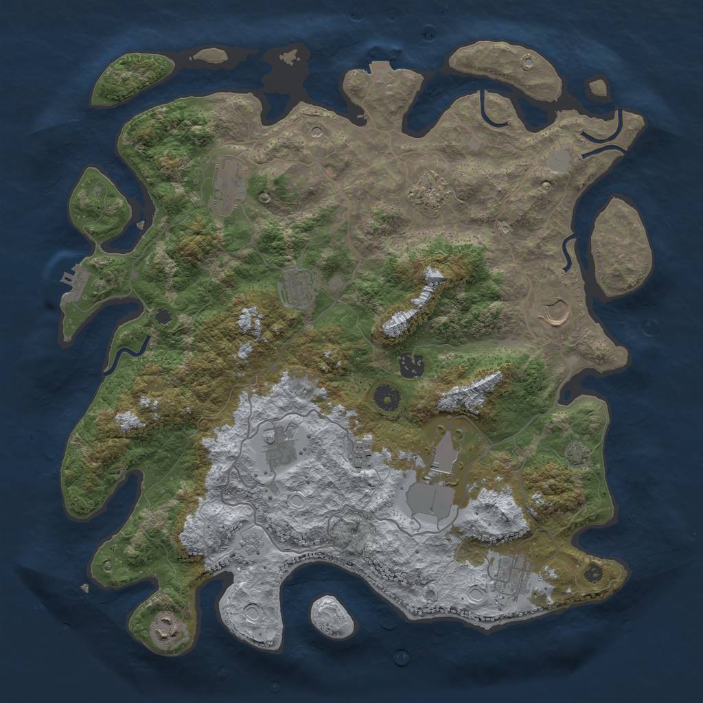 Rust Map: Procedural Map, Size: 4000, Seed: 1401188111, 17 Monuments