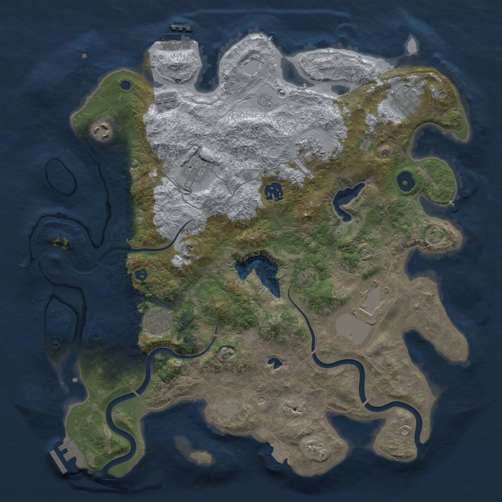 Rust Map: Procedural Map, Size: 4000, Seed: 701543693, 14 Monuments