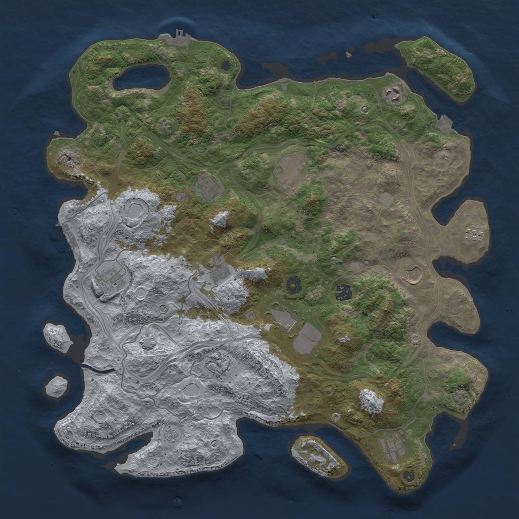 Rust Map: Procedural Map, Size: 4500, Seed: 725562012, 19 Monuments