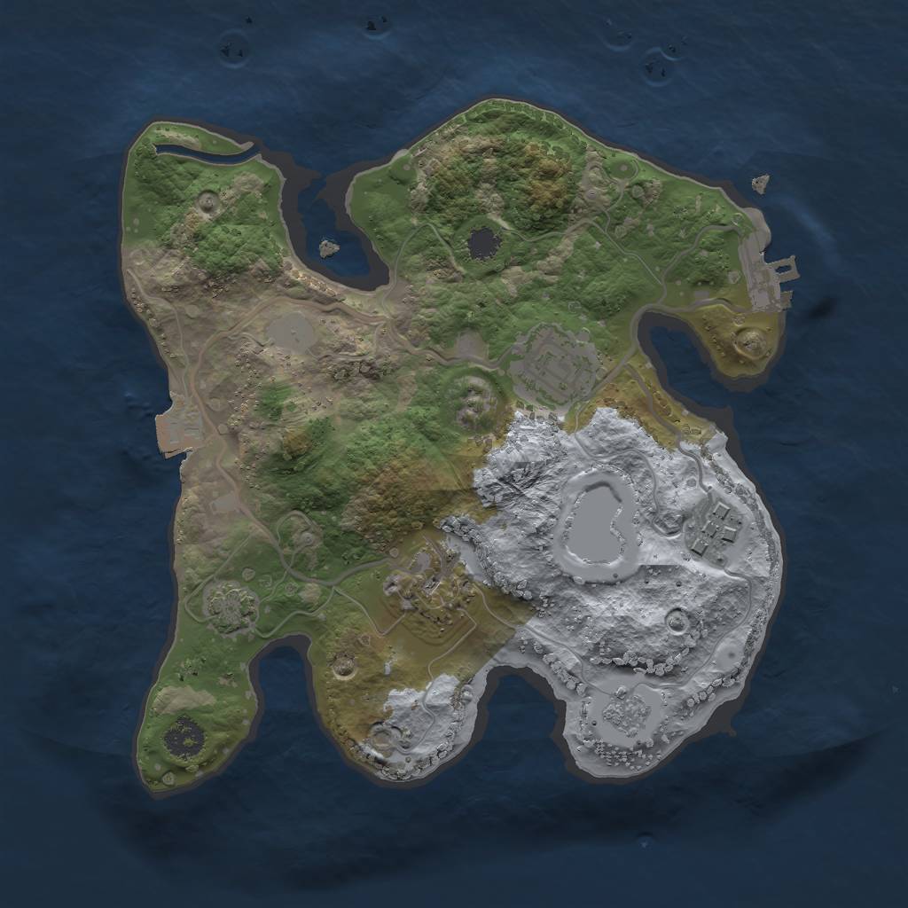 Rust Map: Procedural Map, Size: 2400, Seed: 1952076792, 9 Monuments