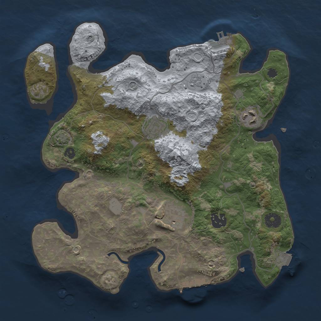 Rust Map: Procedural Map, Size: 3000, Seed: 2084276998, 12 Monuments