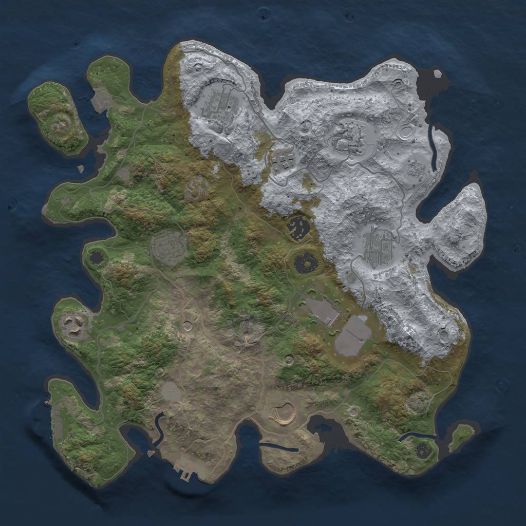 Rust Map: Procedural Map, Size: 3500, Seed: 1249534805, 17 Monuments