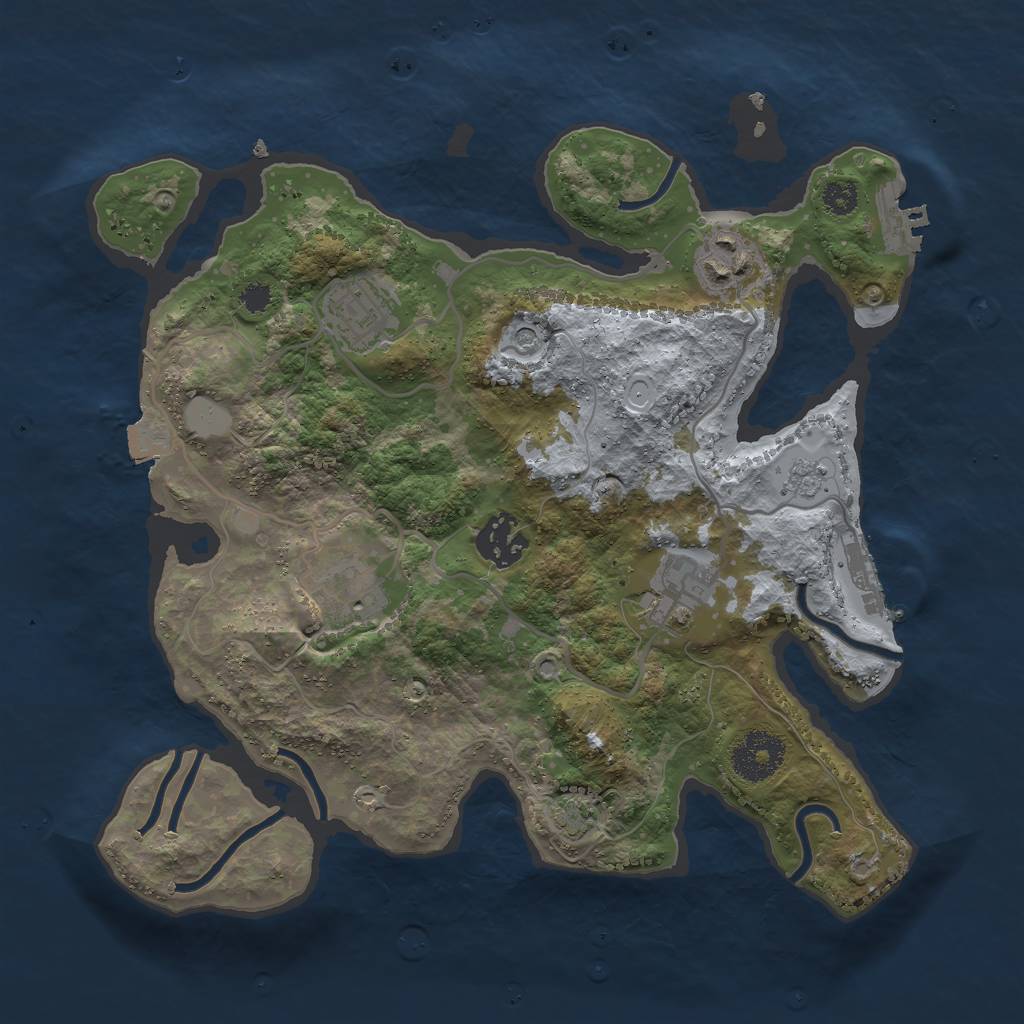 Rust Map: Procedural Map, Size: 3000, Seed: 2064433856, 13 Monuments