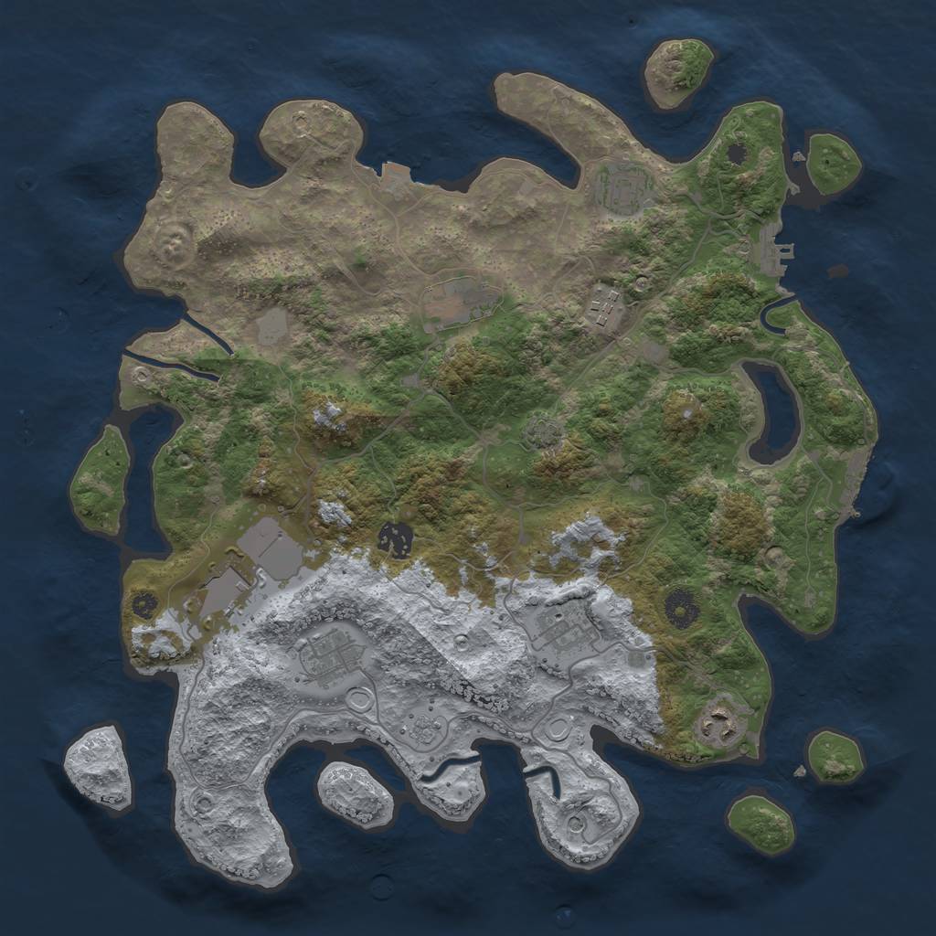 Rust Map: Procedural Map, Size: 3800, Seed: 20231207, 16 Monuments