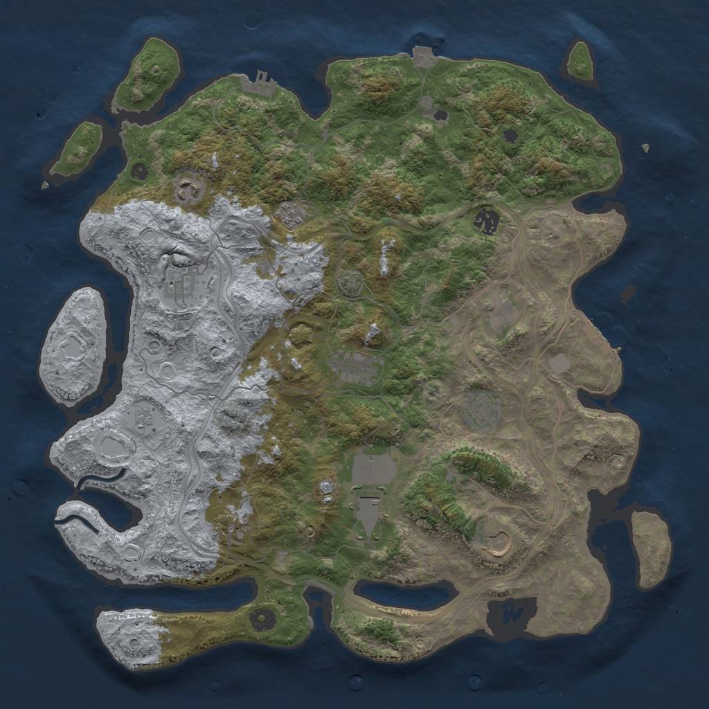 Rust Map: Procedural Map, Size: 4250, Seed: 1112919705, 18 Monuments