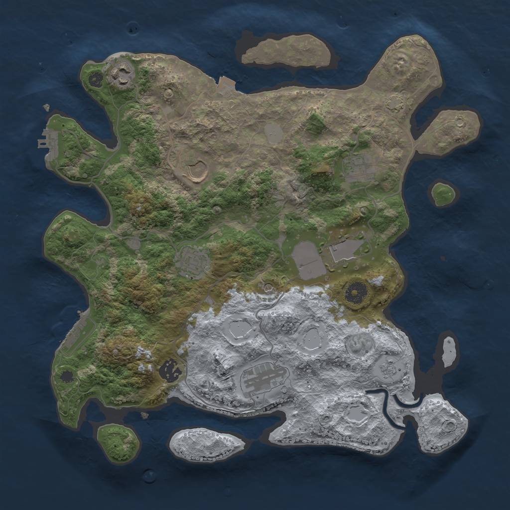 Rust Map: Procedural Map, Size: 3500, Seed: 554548058, 15 Monuments