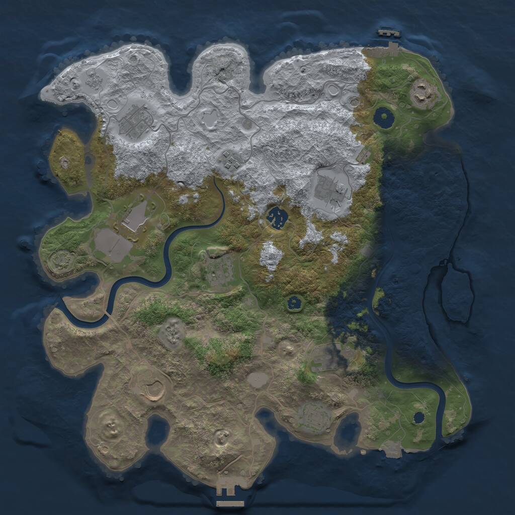 Rust Map: Procedural Map, Size: 3750, Seed: 164167318, 16 Monuments