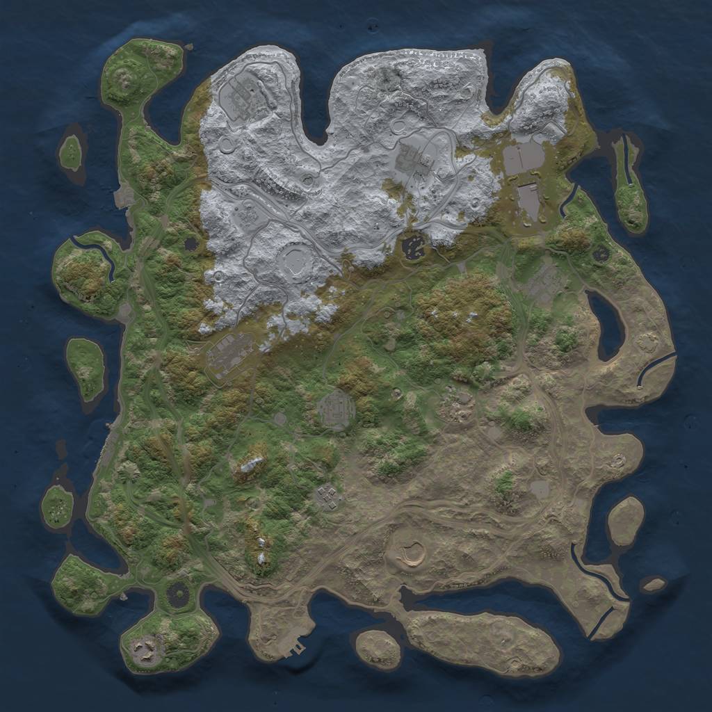 Rust Map: Procedural Map, Size: 4400, Seed: 185968504, 19 Monuments