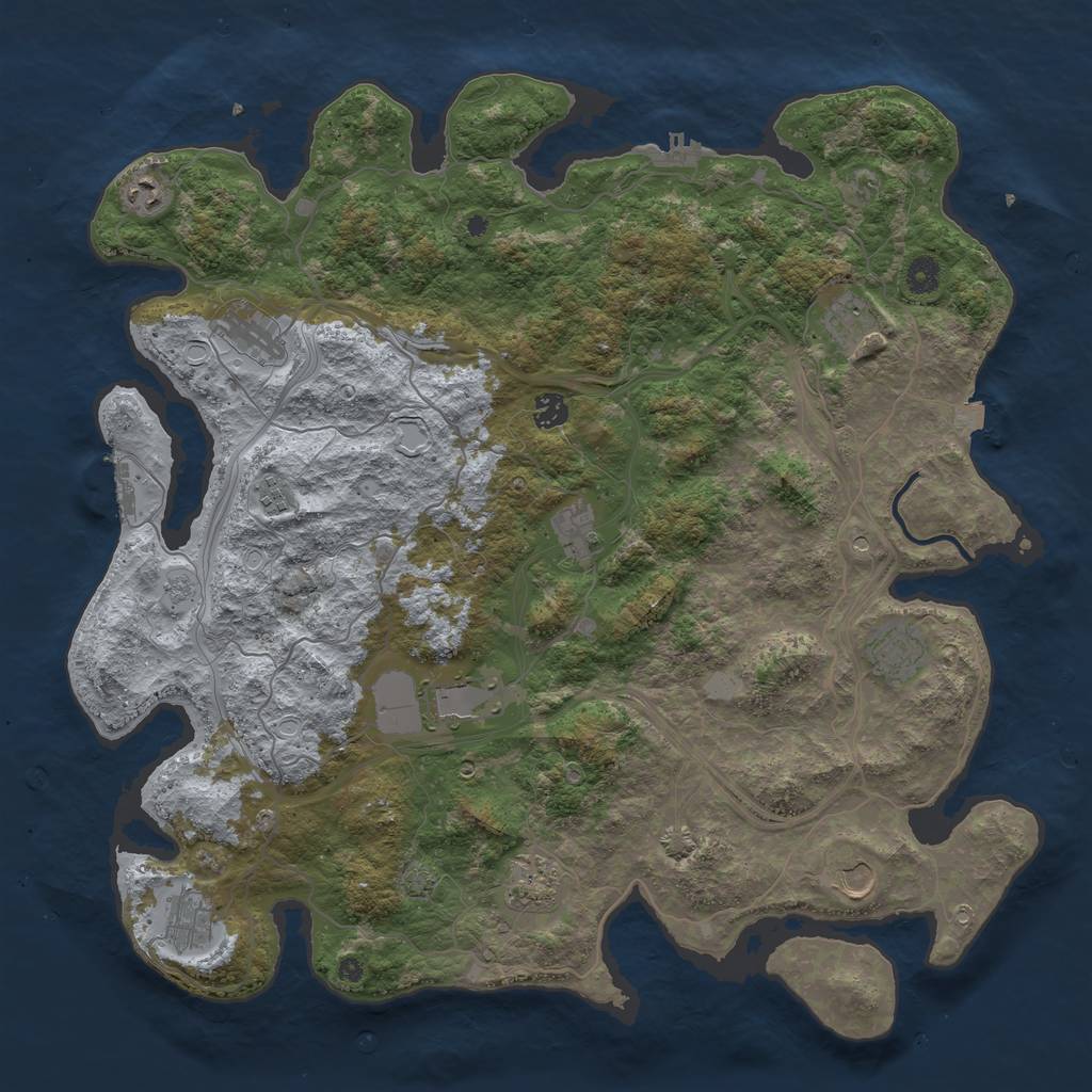Rust Map: Procedural Map, Size: 4500, Seed: 736897962, 19 Monuments