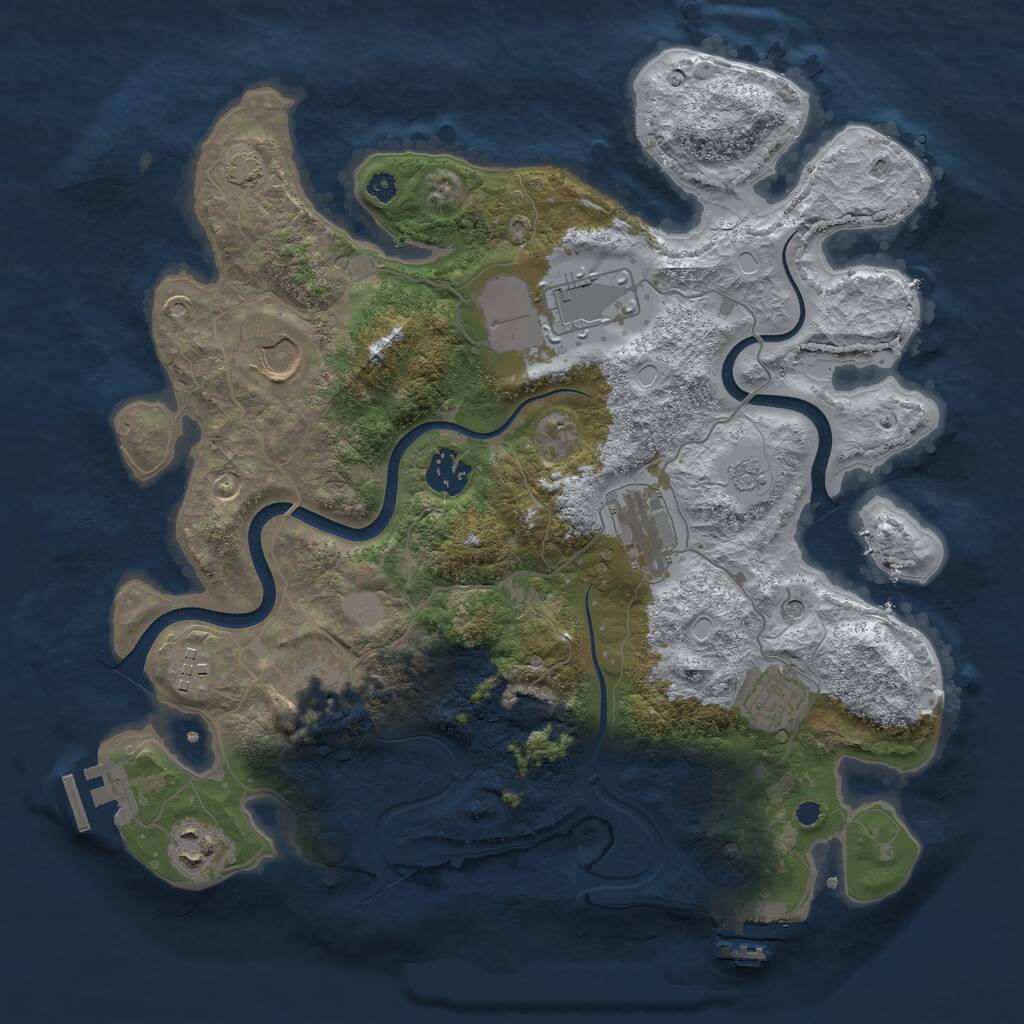 Rust Map: Procedural Map, Size: 3500, Seed: 1249119251, 14 Monuments