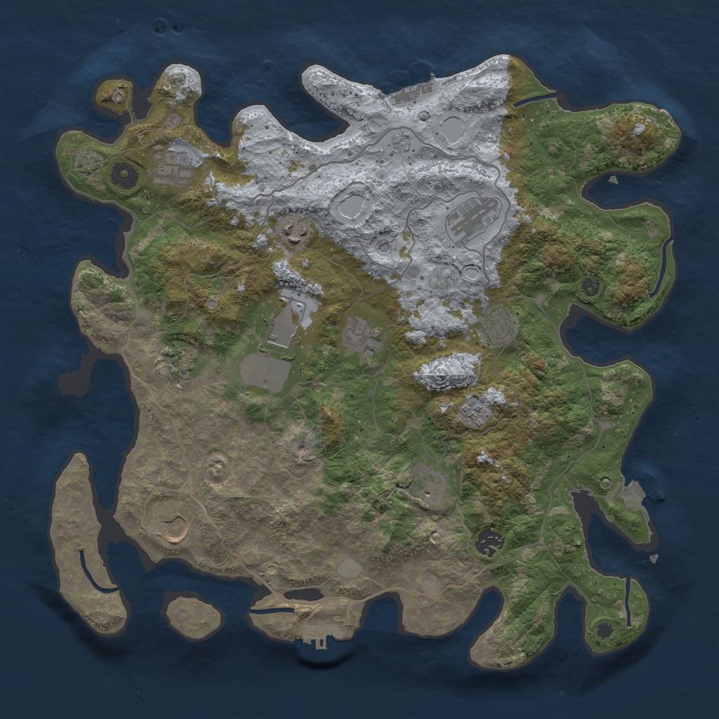 Rust Map: Procedural Map, Size: 4000, Seed: 84068179, 19 Monuments