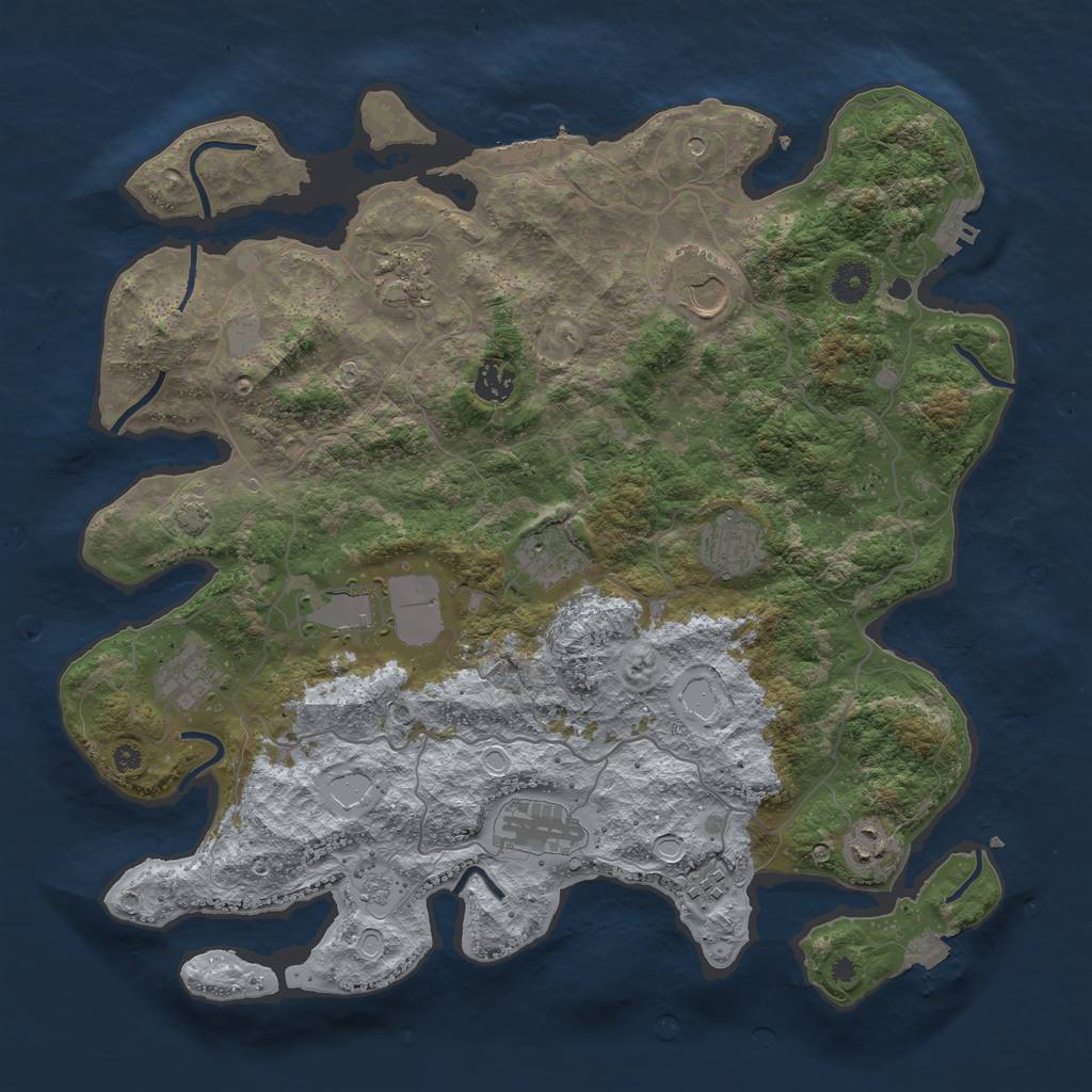 Rust Map: Procedural Map, Size: 4000, Seed: 2053399719, 18 Monuments