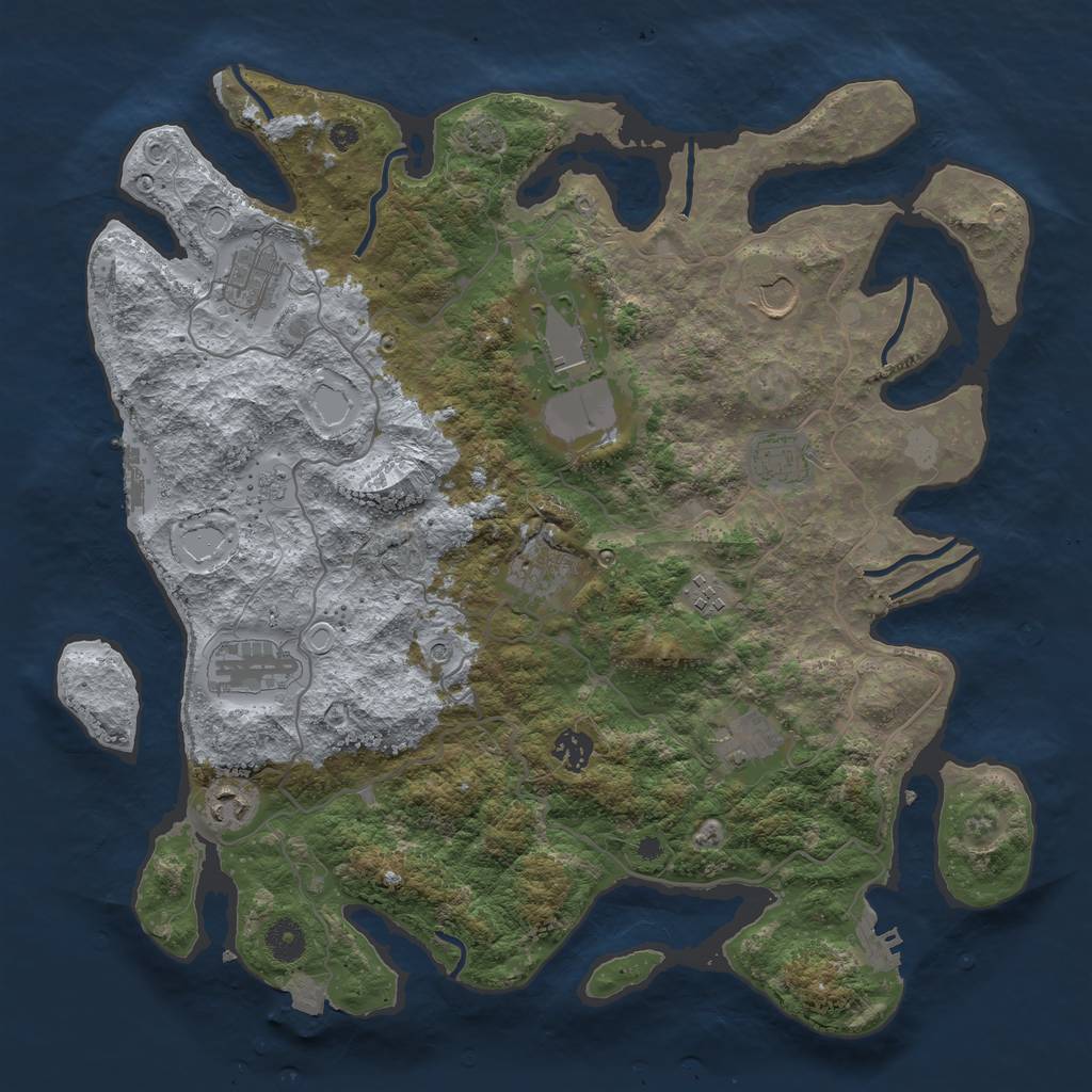 Rust Map: Procedural Map, Size: 4000, Seed: 587326485, 18 Monuments