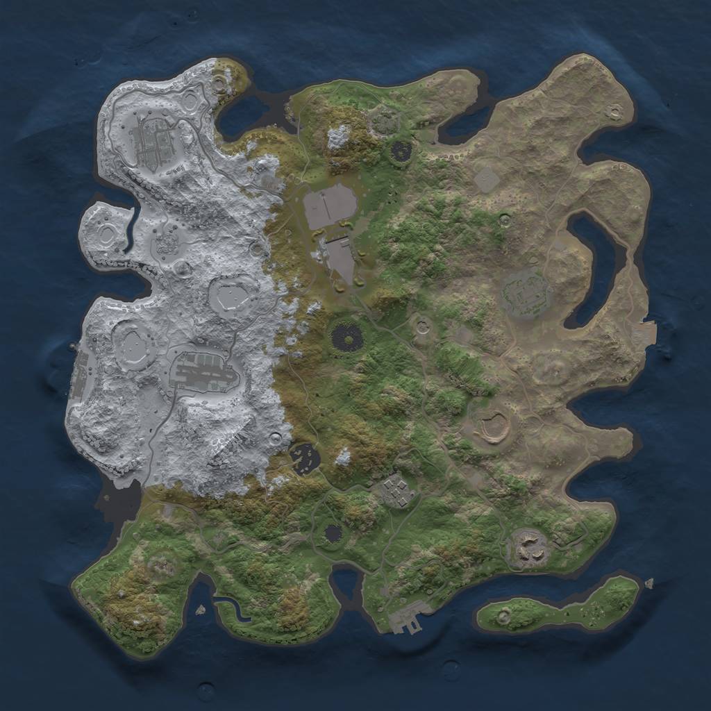 Rust Map: Procedural Map, Size: 3500, Seed: 489309581, 16 Monuments
