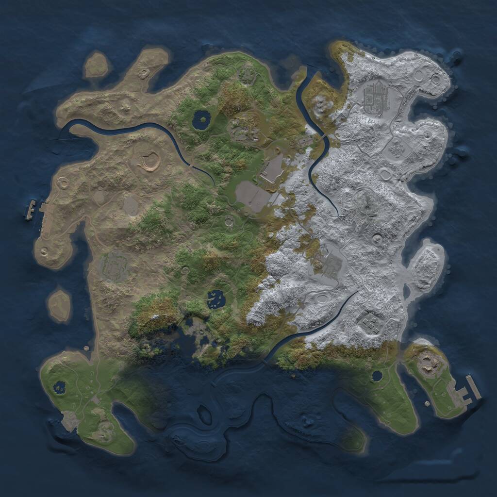 Rust Map: Procedural Map, Size: 3850, Seed: 488017200, 16 Monuments