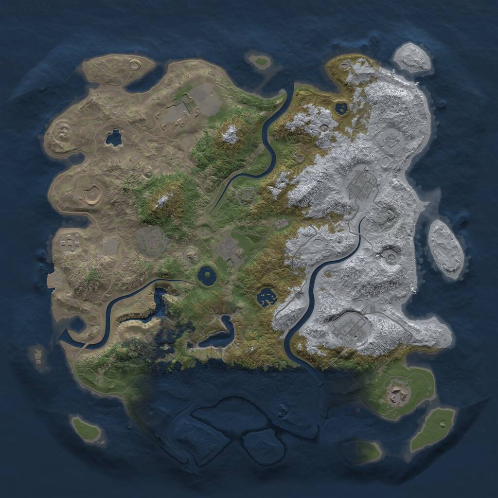 Rust Map: Procedural Map, Size: 4000, Seed: 1828603896, 13 Monuments