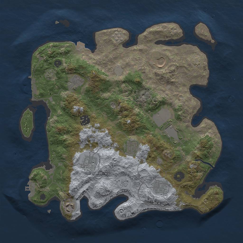 Rust Map: Procedural Map, Size: 3500, Seed: 221354287, 17 Monuments