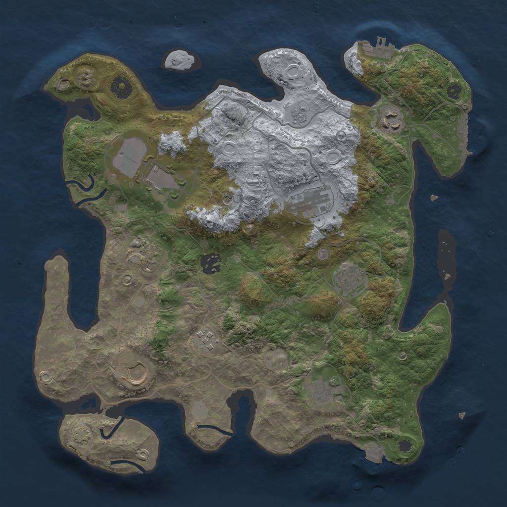 Rust Map: Procedural Map, Size: 3500, Seed: 1835567021, 17 Monuments