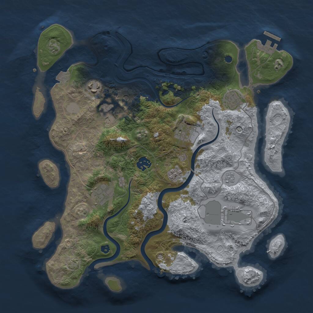 Rust Map: Procedural Map, Size: 3500, Seed: 39443, 13 Monuments