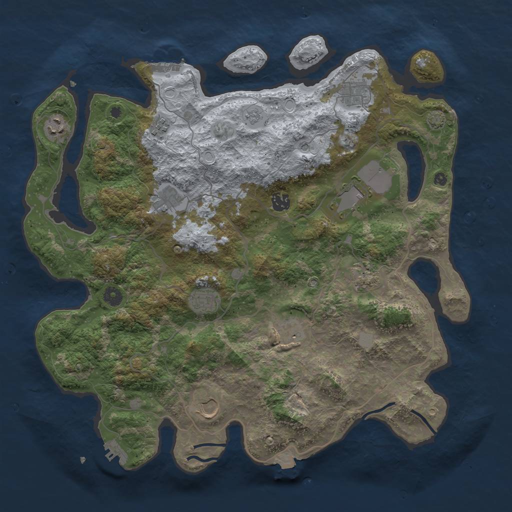 Rust Map: Procedural Map, Size: 4000, Seed: 421336361, 18 Monuments