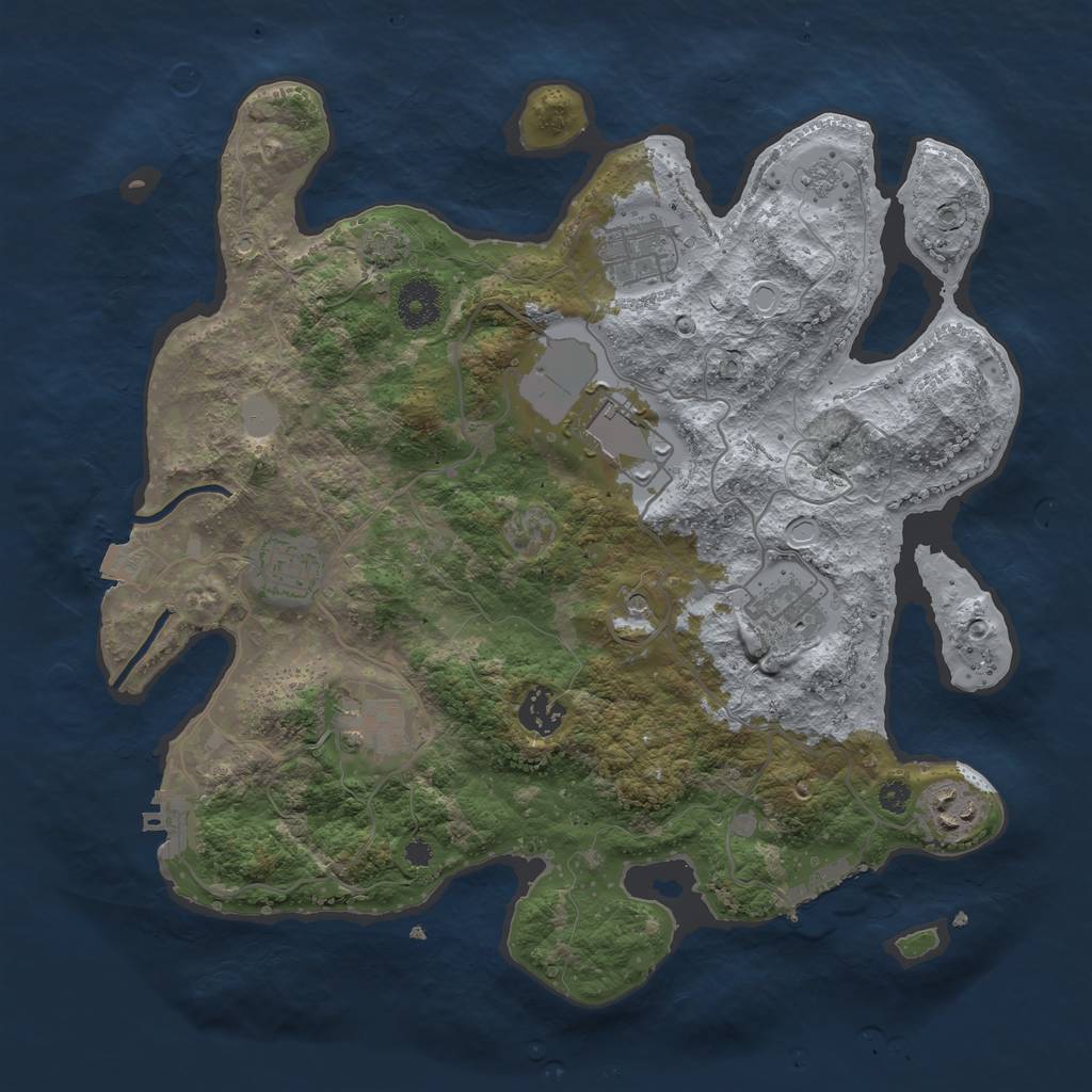 Rust Map: Procedural Map, Size: 3500, Seed: 1585633010, 15 Monuments