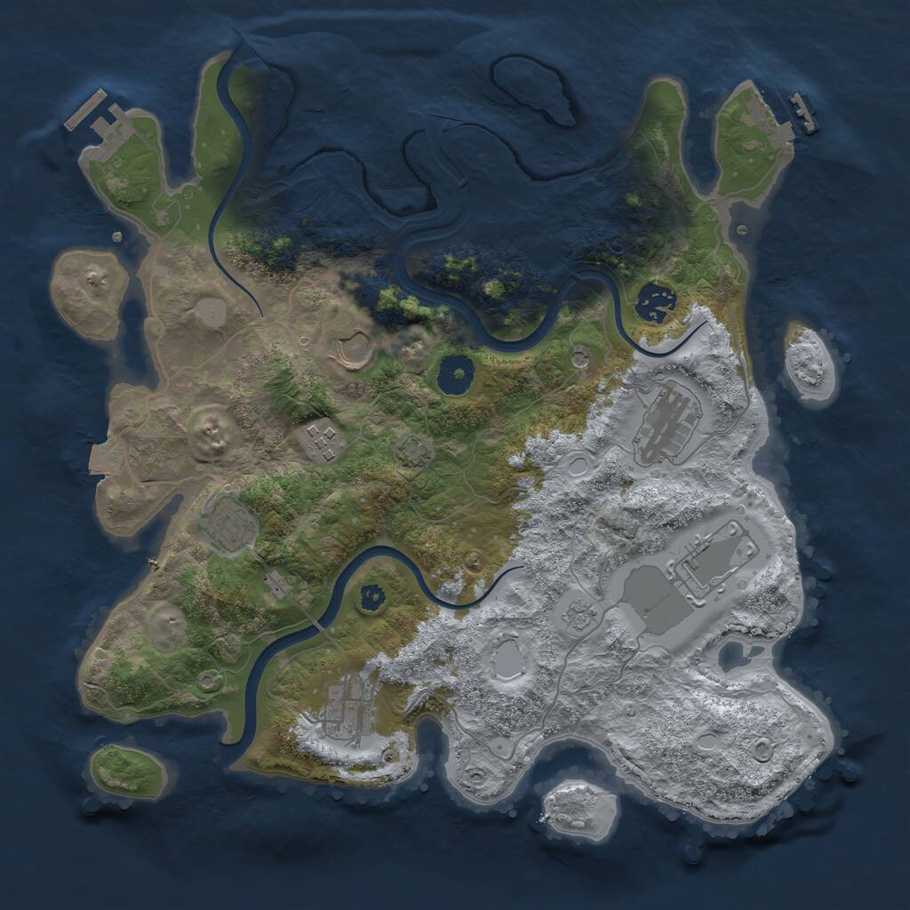 Rust Map: Procedural Map, Size: 3500, Seed: 1556537485, 13 Monuments