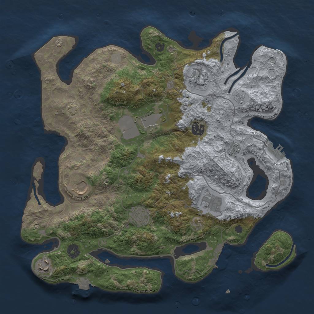 Rust Map: Procedural Map, Size: 3500, Seed: 1939841084, 15 Monuments