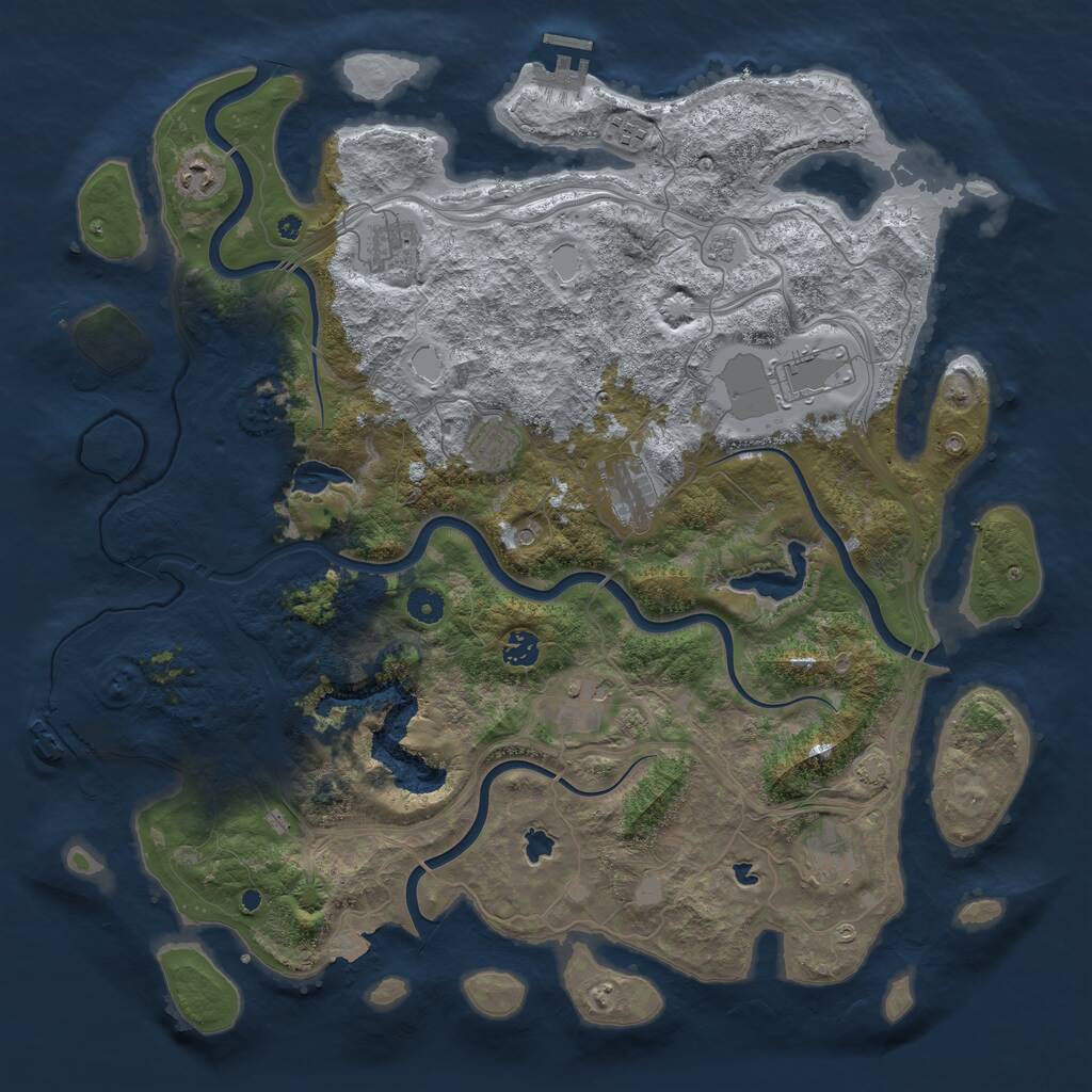 Rust Map: Procedural Map, Size: 4500, Seed: 1570180247, 15 Monuments