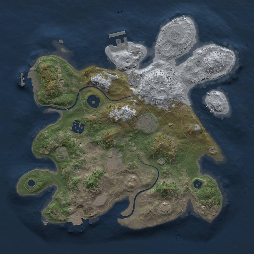 Rust Map: Procedural Map, Size: 3000, Seed: 22733, 10 Monuments