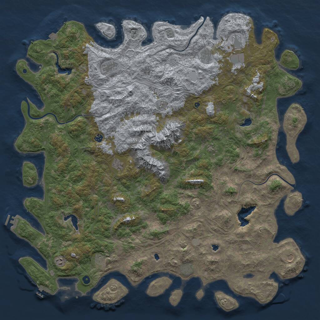 Rust Map: Procedural Map, Size: 6000, Seed: 11412341, 17 Monuments