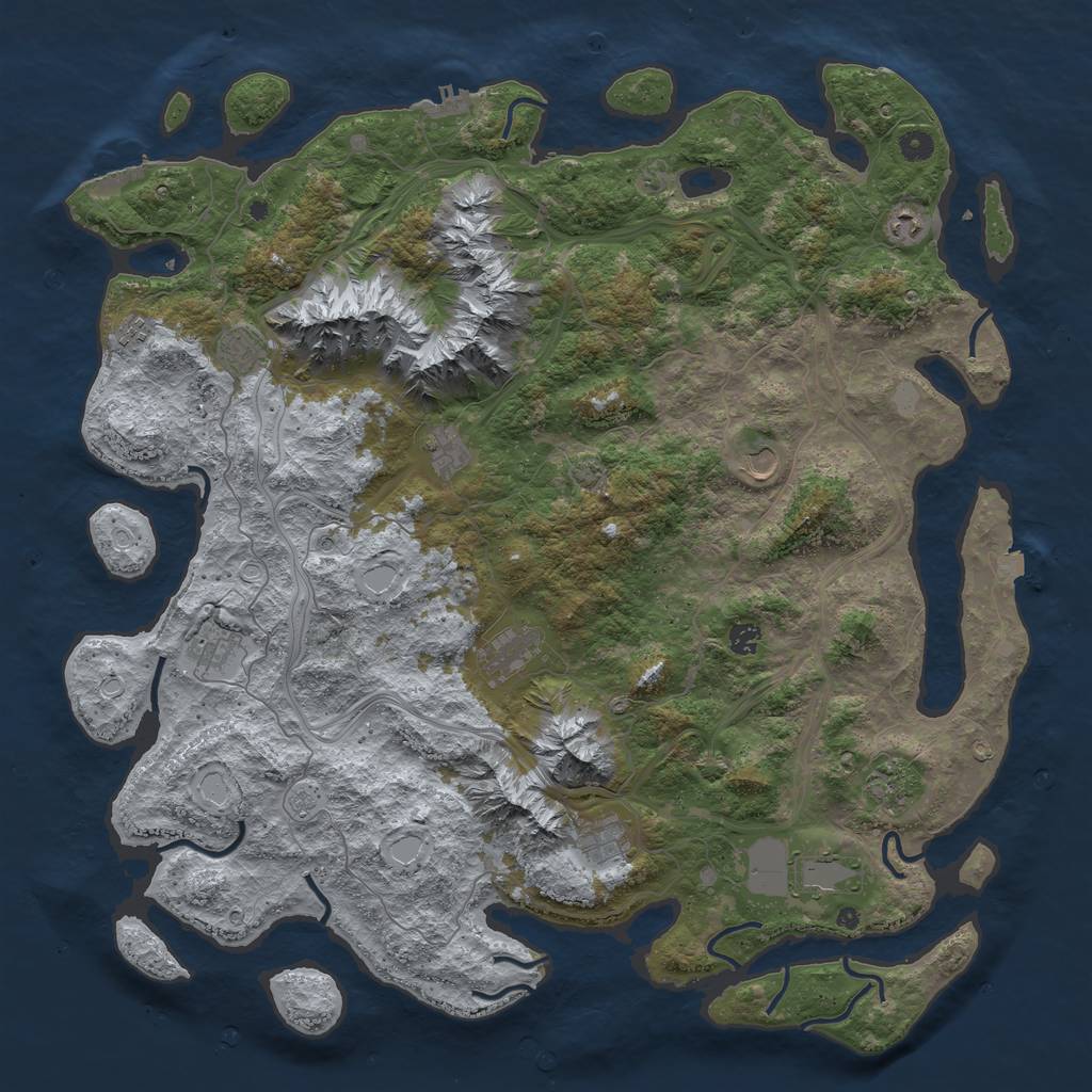 Rust Map: Procedural Map, Size: 5000, Seed: 2077818173, 19 Monuments