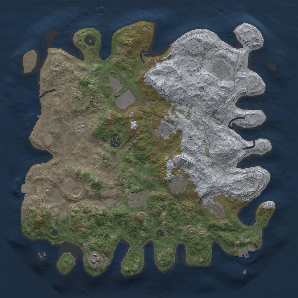 Rust Map: Procedural Map, Size: 4000, Seed: 450447487, 19 Monuments