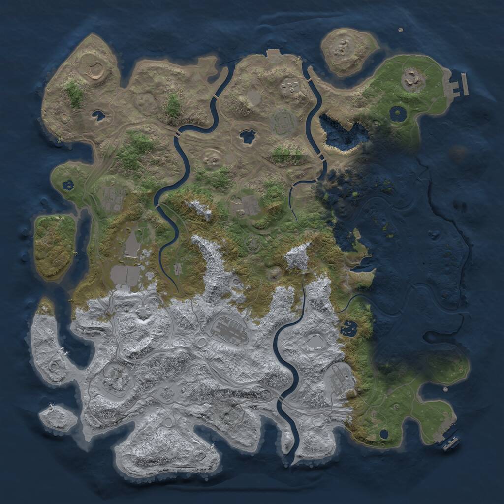 Rust Map: Procedural Map, Size: 4500, Seed: 598853530, 17 Monuments