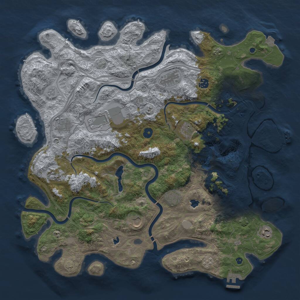 Rust Map: Procedural Map, Size: 4500, Seed: 2166305, 16 Monuments