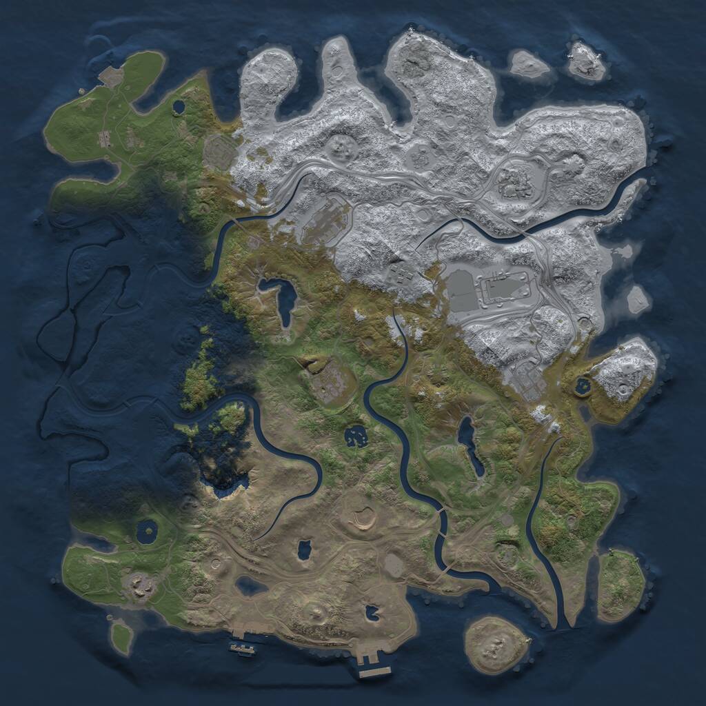 Rust Map: Procedural Map, Size: 4500, Seed: 524918740, 16 Monuments